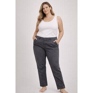 L.L. Bean Women Gray Chinos Straight Favorite Fit Pants Size 14‎